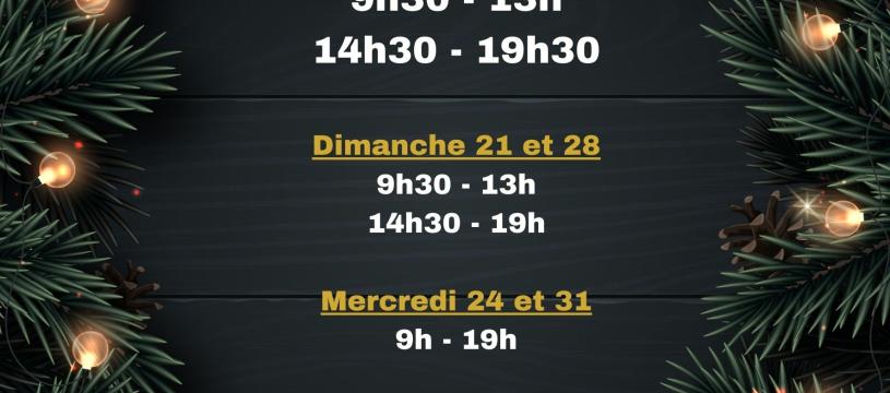 Horaires fin d’année 