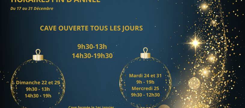 Horaires Fêtes de fin d’année 